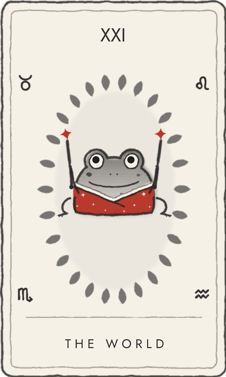 The World - tarot card drawn by the frog